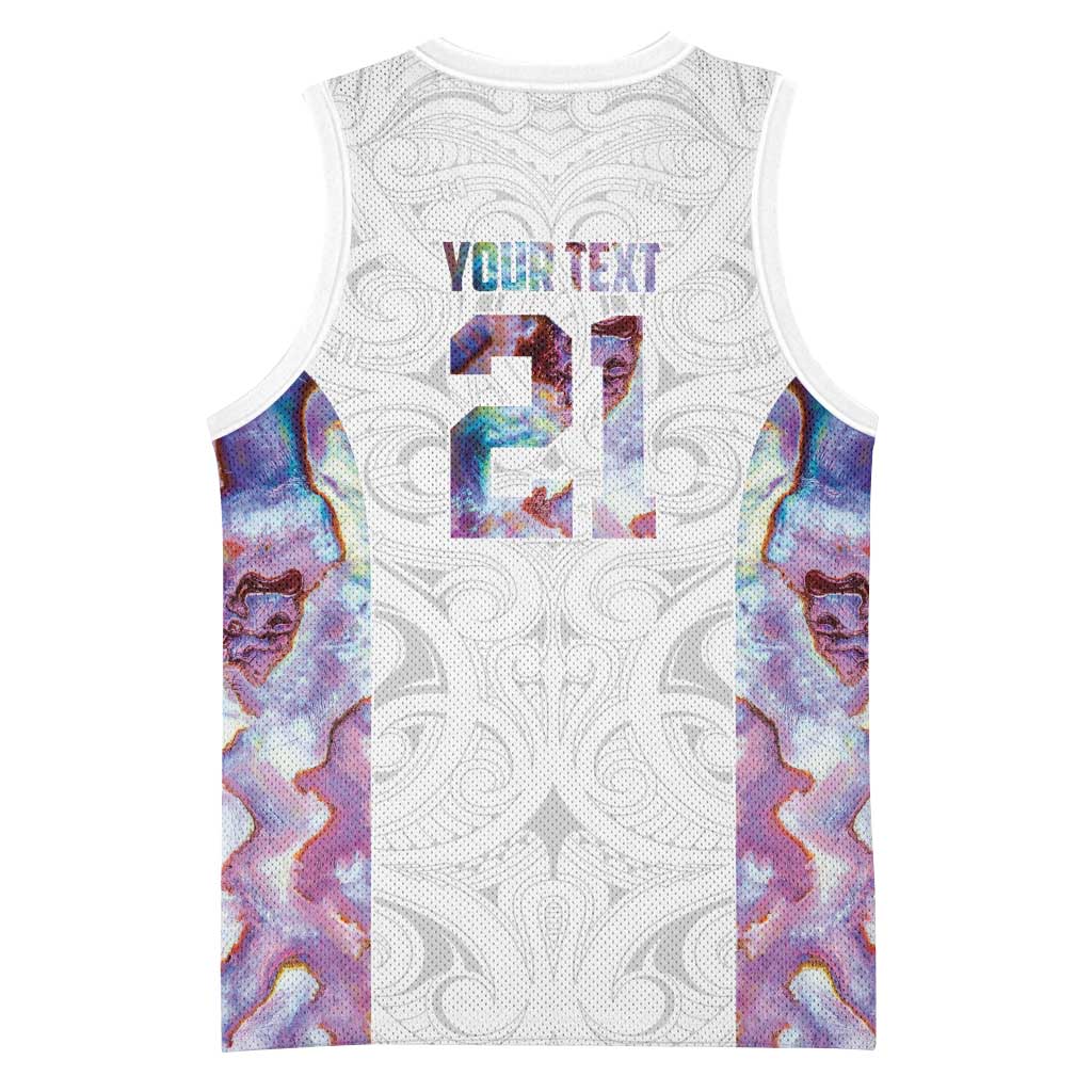 Custom New Zealand Aotearoa Basketball Jersey Pink Maori Paua Shell Indigenous - Aussie Hoodie