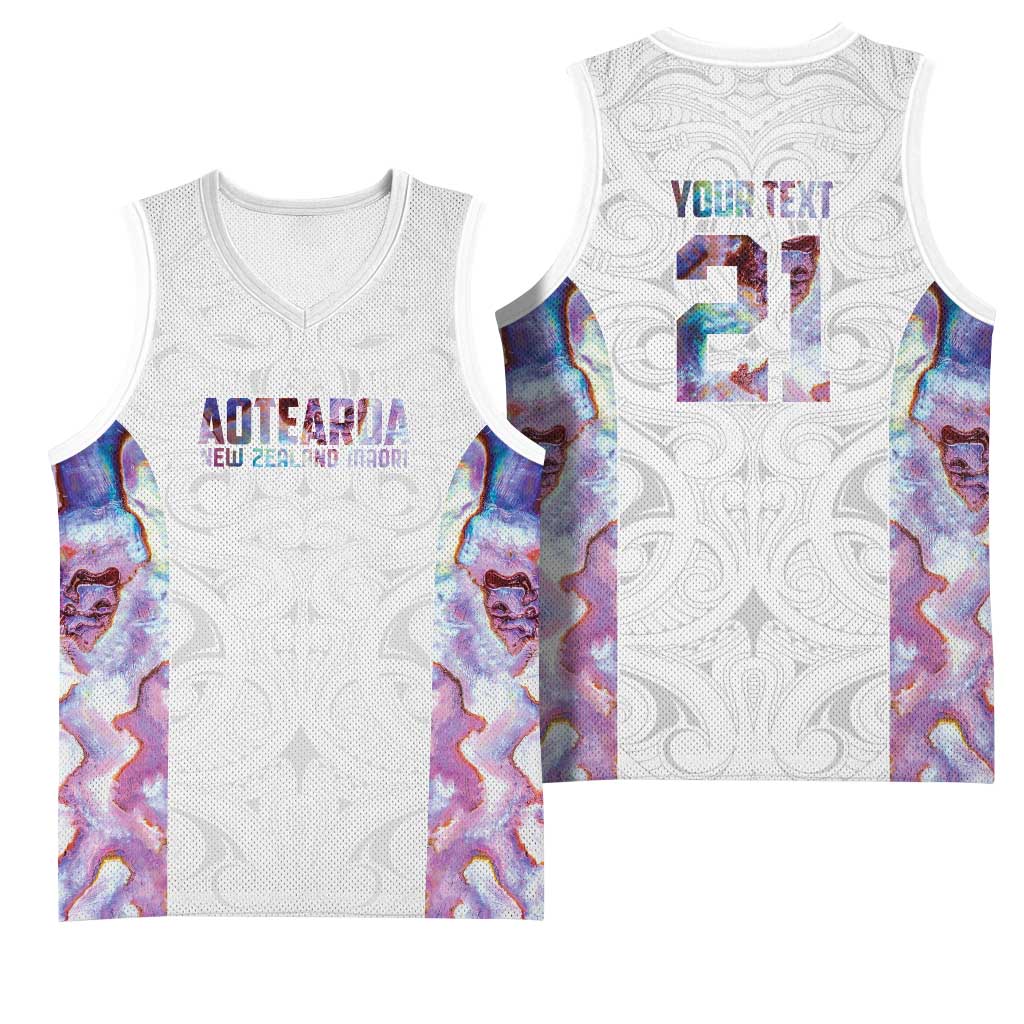 Custom New Zealand Aotearoa Basketball Jersey Pink Maori Paua Shell Indigenous - Aussie Hoodie