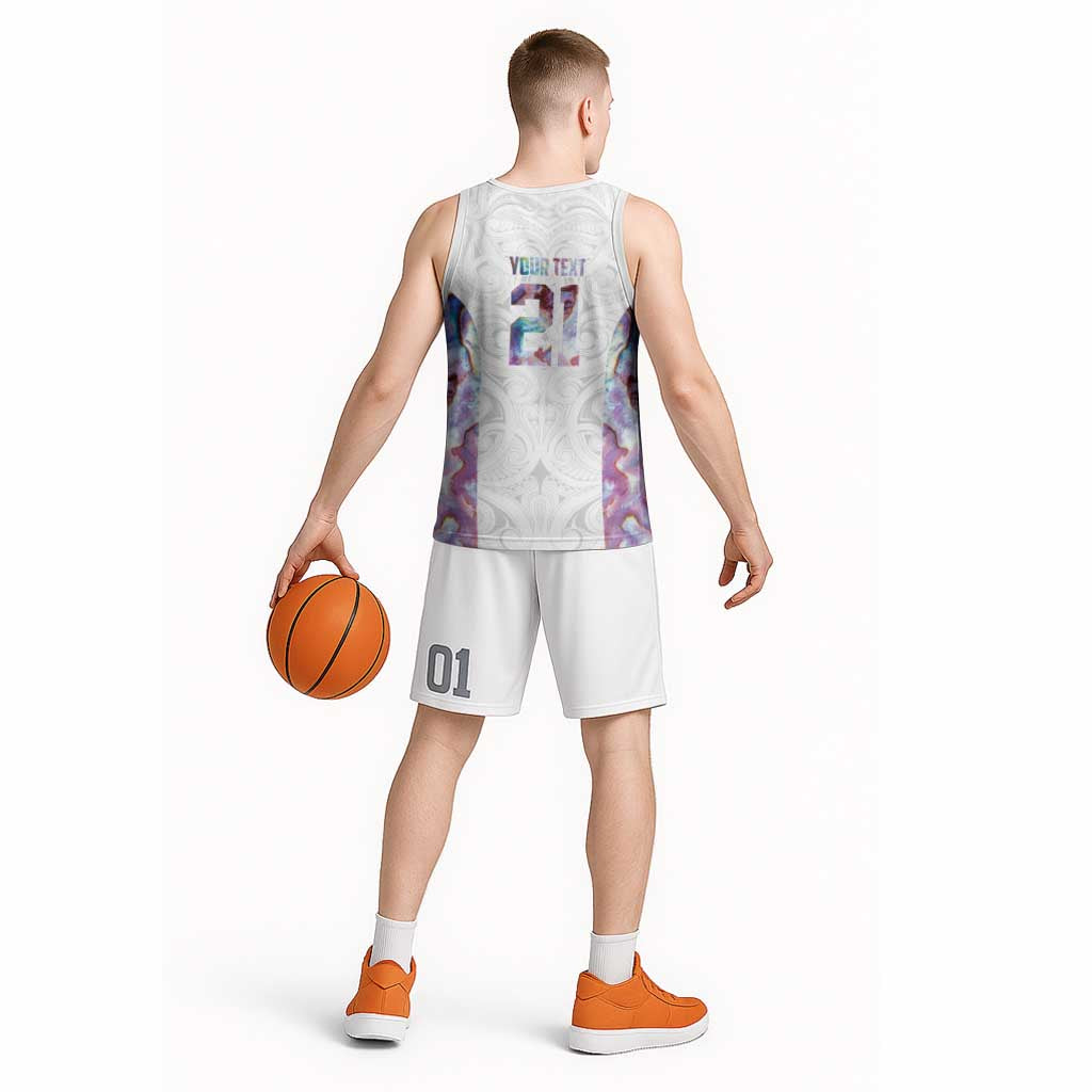 Custom New Zealand Aotearoa Basketball Jersey Pink Maori Paua Shell Indigenous - Aussie Hoodie