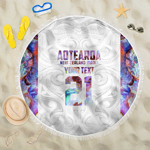 Custom New Zealand Aotearoa Beach Blanket Pink Maori Paua Shell Indigenous - Aussie Hoodie