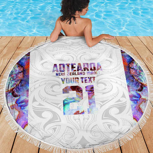 Custom New Zealand Aotearoa Beach Blanket Pink Maori Paua Shell Indigenous - Aussie Hoodie