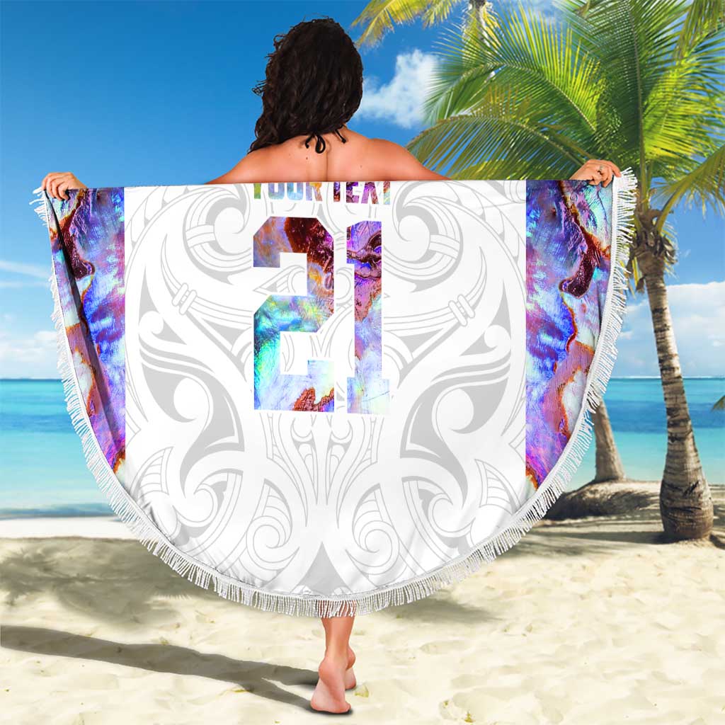 Custom New Zealand Aotearoa Beach Blanket Pink Maori Paua Shell Indigenous - Aussie Hoodie