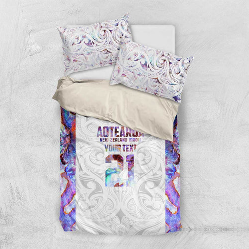 Custom New Zealand Aotearoa Bedding Set Pink Maori Paua Shell Indigenous - Aussie Hoodie
