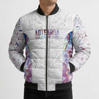 Custom New Zealand Aotearoa Bomber Puffer Jacket Pink Maori Paua Shell Indigenous - Aussie Hoodie