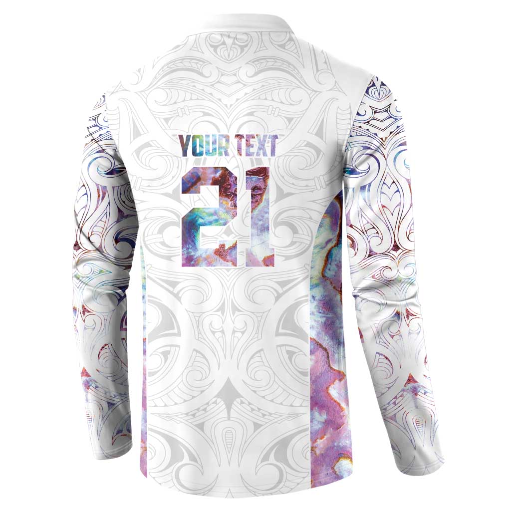 Custom New Zealand Aotearoa Button Sweatshirt Pink Maori Paua Shell Indigenous - Aussie Hoodie