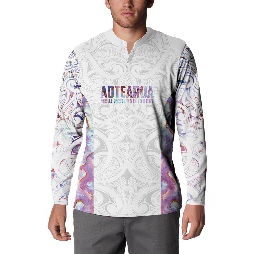 Custom New Zealand Aotearoa Button Sweatshirt Pink Maori Paua Shell Indigenous - Aussie Hoodie