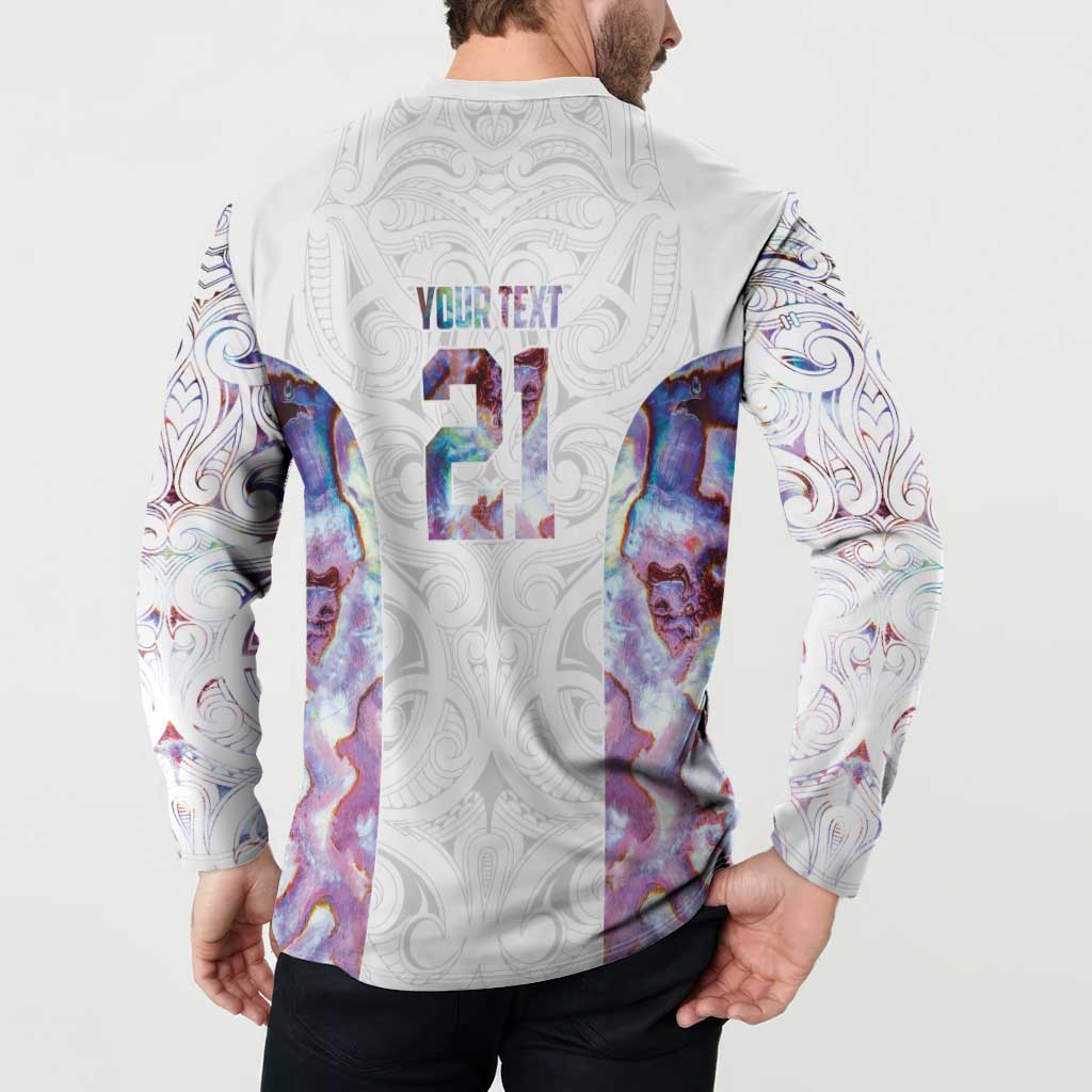 Custom New Zealand Aotearoa Button Sweatshirt Pink Maori Paua Shell Indigenous - Aussie Hoodie