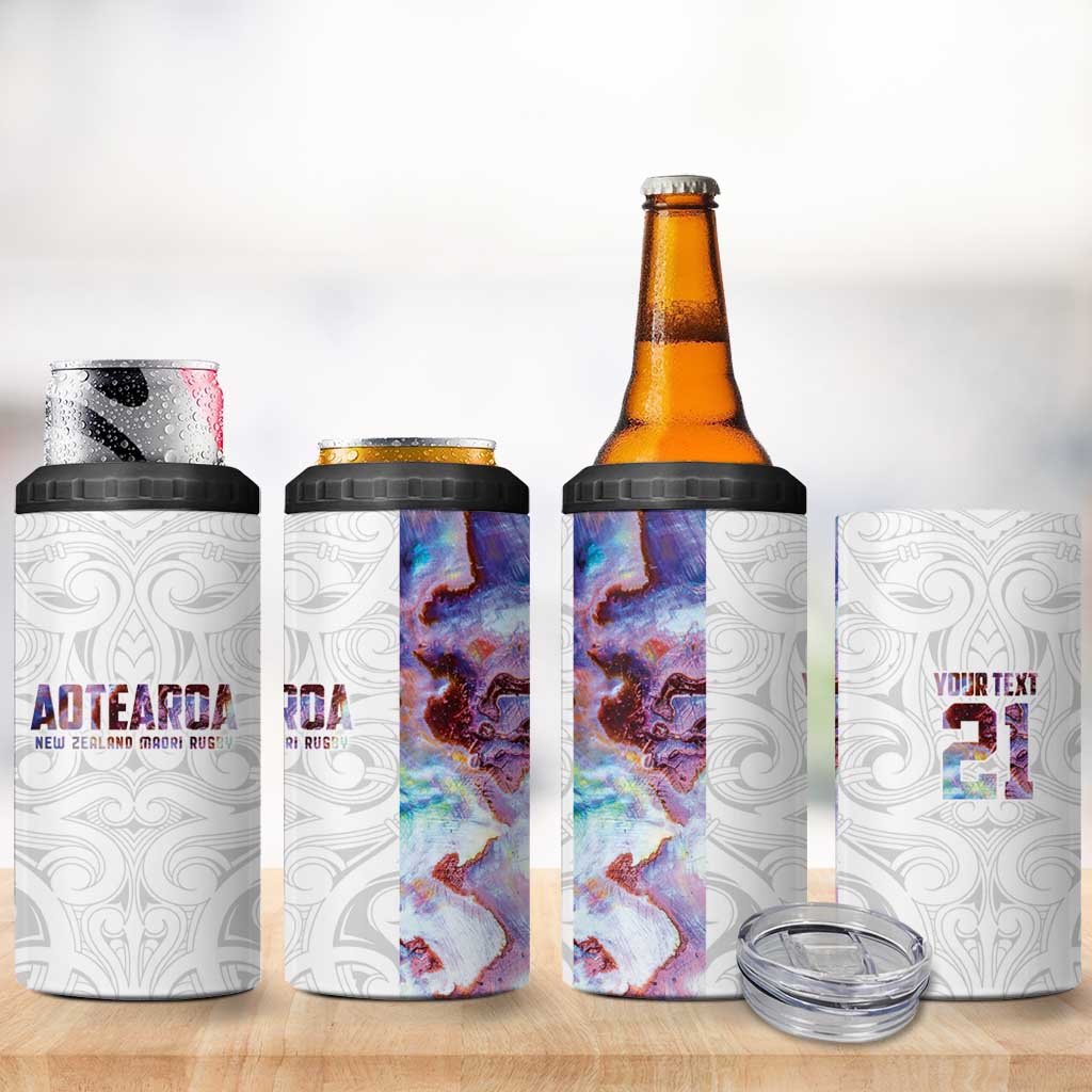 Custom New Zealand Aotearoa 4 in 1 Can Cooler Tumbler Pink Maori Paua Shell Indigenous - Aussie Hoodie