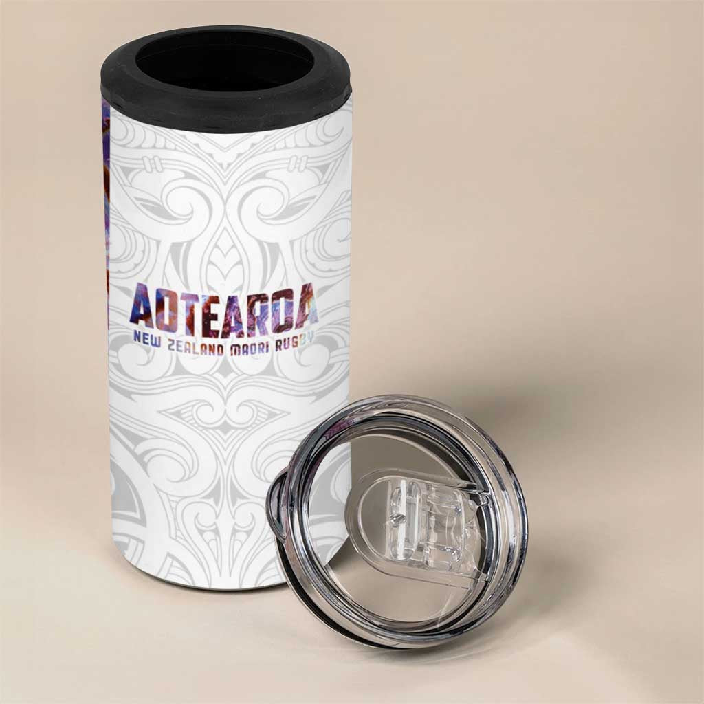 Custom New Zealand Aotearoa 4 in 1 Can Cooler Tumbler Pink Maori Paua Shell Indigenous - Aussie Hoodie