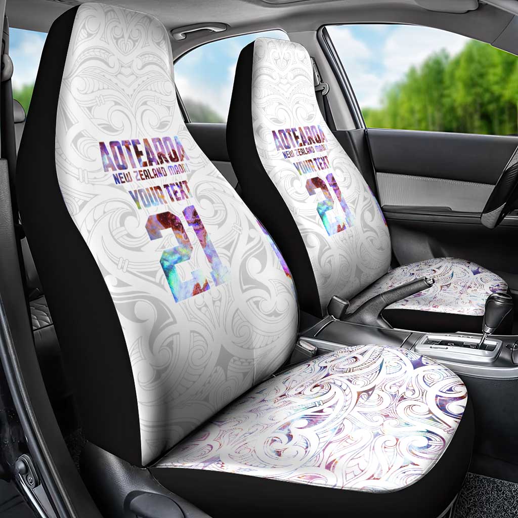 Custom New Zealand Aotearoa Car Seat Cover Pink Maori Paua Shell Indigenous - Aussie Hoodie