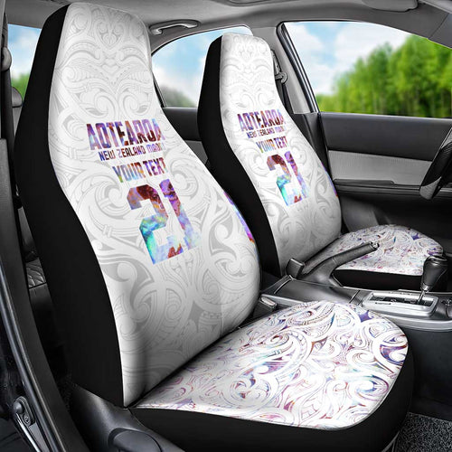 Custom New Zealand Aotearoa Car Seat Cover Pink Maori Paua Shell Indigenous - Aussie Hoodie