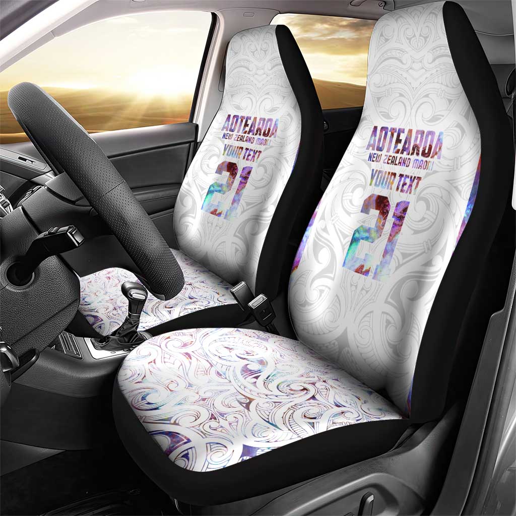 Custom New Zealand Aotearoa Car Seat Cover Pink Maori Paua Shell Indigenous - Aussie Hoodie