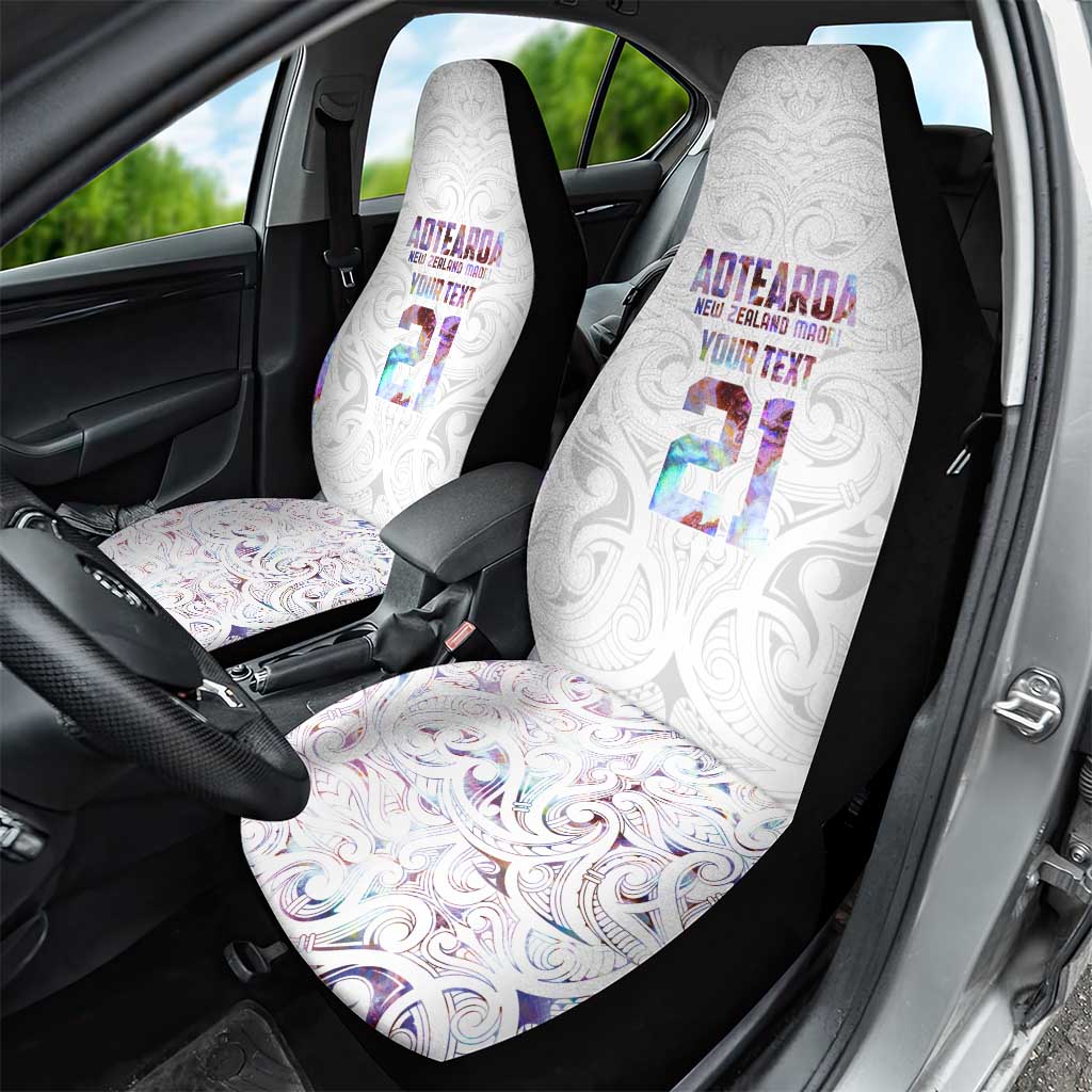 Custom New Zealand Aotearoa Car Seat Cover Pink Maori Paua Shell Indigenous - Aussie Hoodie