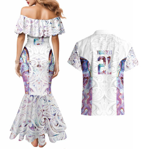Custom New Zealand Aotearoa Couples Matching Mermaid Dress and Hawaiian Shirt Pink Maori Paua Shell Indigenous - Aussie Hoodie