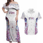 Custom New Zealand Aotearoa Couples Matching Off Shoulder Maxi Dress and Hawaiian Shirt Pink Maori Paua Shell Indigenous - Aussie Hoodie