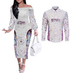 Custom New Zealand Aotearoa Couples Matching Off The Shoulder Long Sleeve Dress and Long Sleeve Button Shirt Pink Maori Paua Shell Indigenous - Aussie Hoodie
