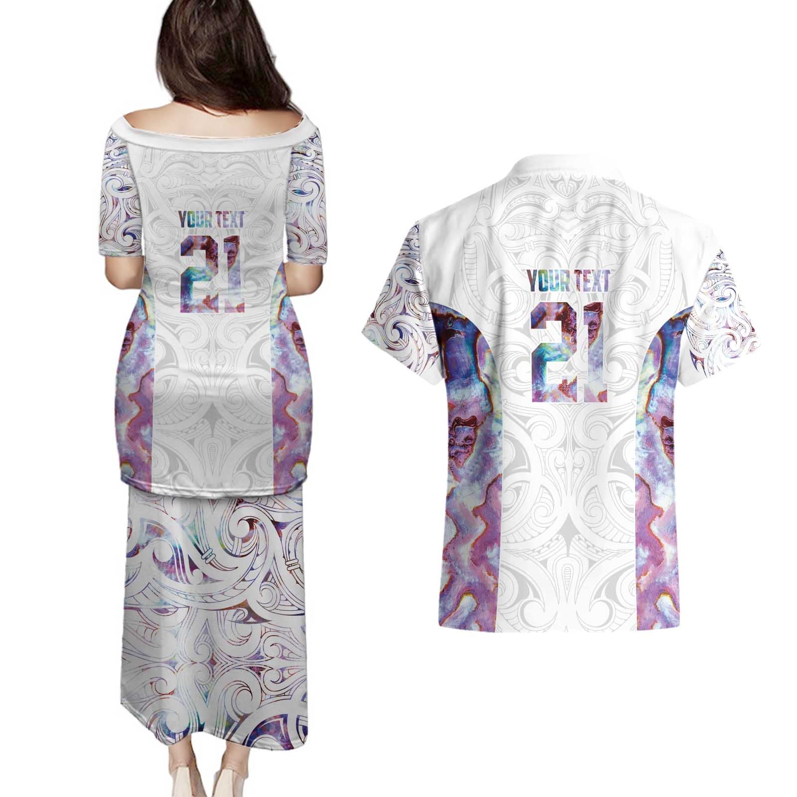 Custom New Zealand Aotearoa Couples Matching Puletasi and Hawaiian Shirt Pink Maori Paua Shell Indigenous - Aussie Hoodie