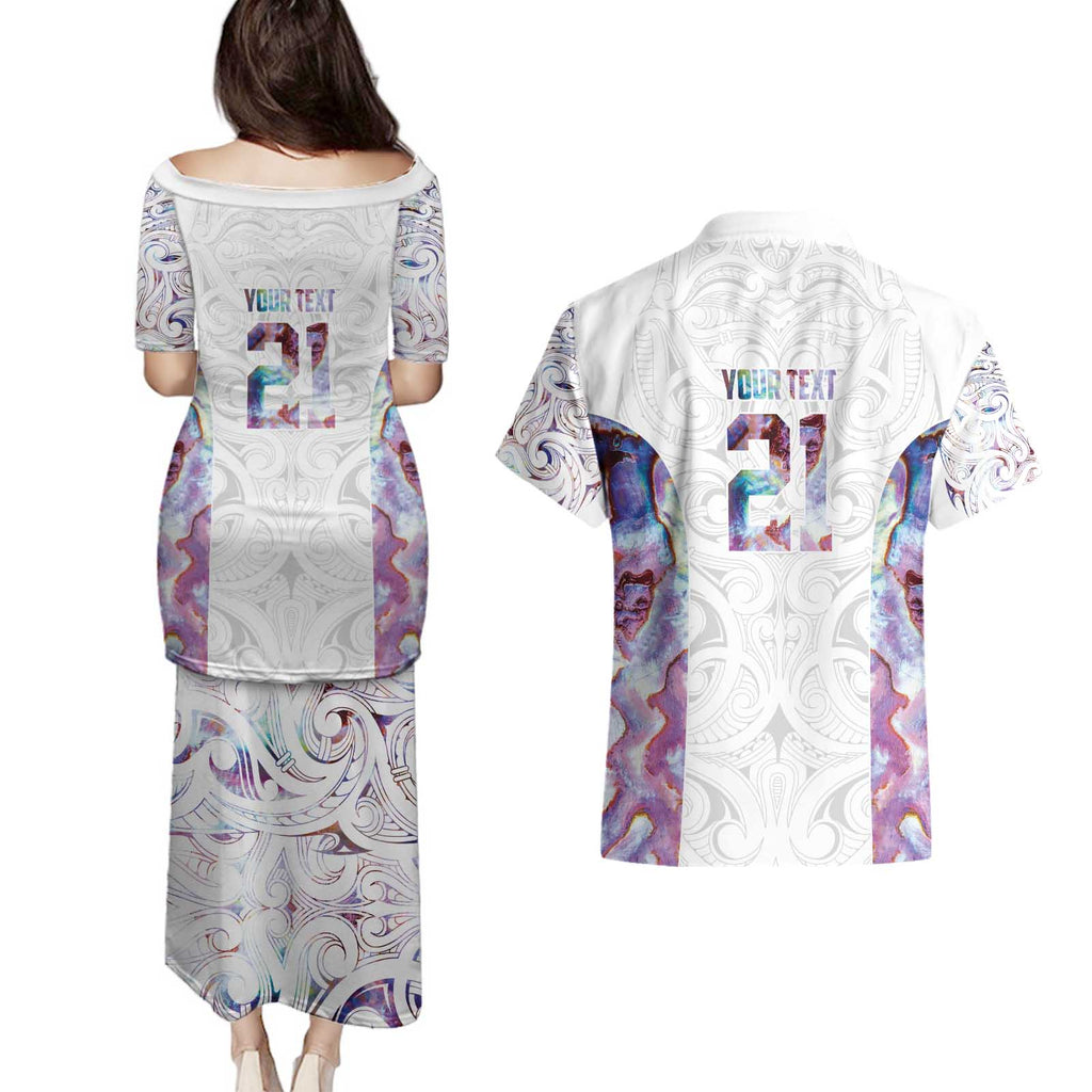 Custom New Zealand Aotearoa Couples Matching Puletasi and Hawaiian Shirt Pink Maori Paua Shell Indigenous - Aussie Hoodie