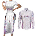 Custom New Zealand Aotearoa Couples Matching Short Sleeve Bodycon Dress and Long Sleeve Button Shirt Pink Maori Paua Shell Indigenous - Aussie Hoodie