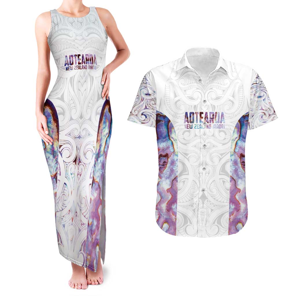 Custom New Zealand Aotearoa Couples Matching Tank Maxi Dress and Hawaiian Shirt Pink Maori Paua Shell Indigenous - Aussie Hoodie