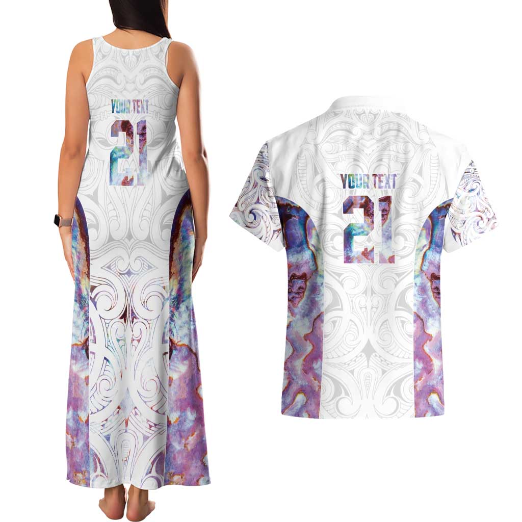 Custom New Zealand Aotearoa Couples Matching Tank Maxi Dress and Hawaiian Shirt Pink Maori Paua Shell Indigenous - Aussie Hoodie