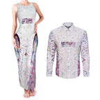 Custom New Zealand Aotearoa Couples Matching Tank Maxi Dress and Long Sleeve Button Shirt Pink Maori Paua Shell Indigenous - Aussie Hoodie