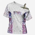 Custom New Zealand Aotearoa Cross Shoulder Shirt Pink Maori Paua Shell Indigenous - Aussie Hoodie