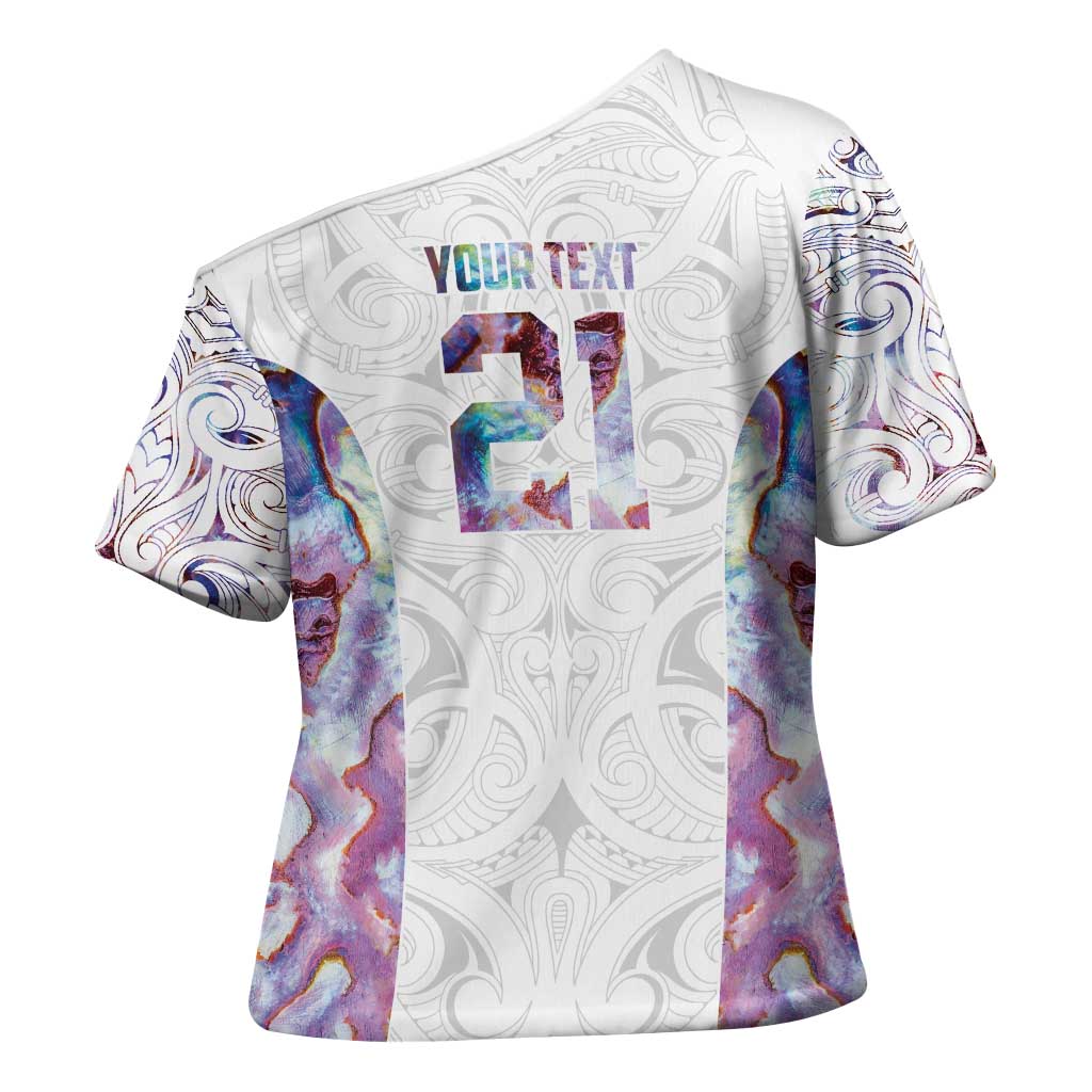 Custom New Zealand Aotearoa Cross Shoulder Shirt Pink Maori Paua Shell Indigenous - Aussie Hoodie