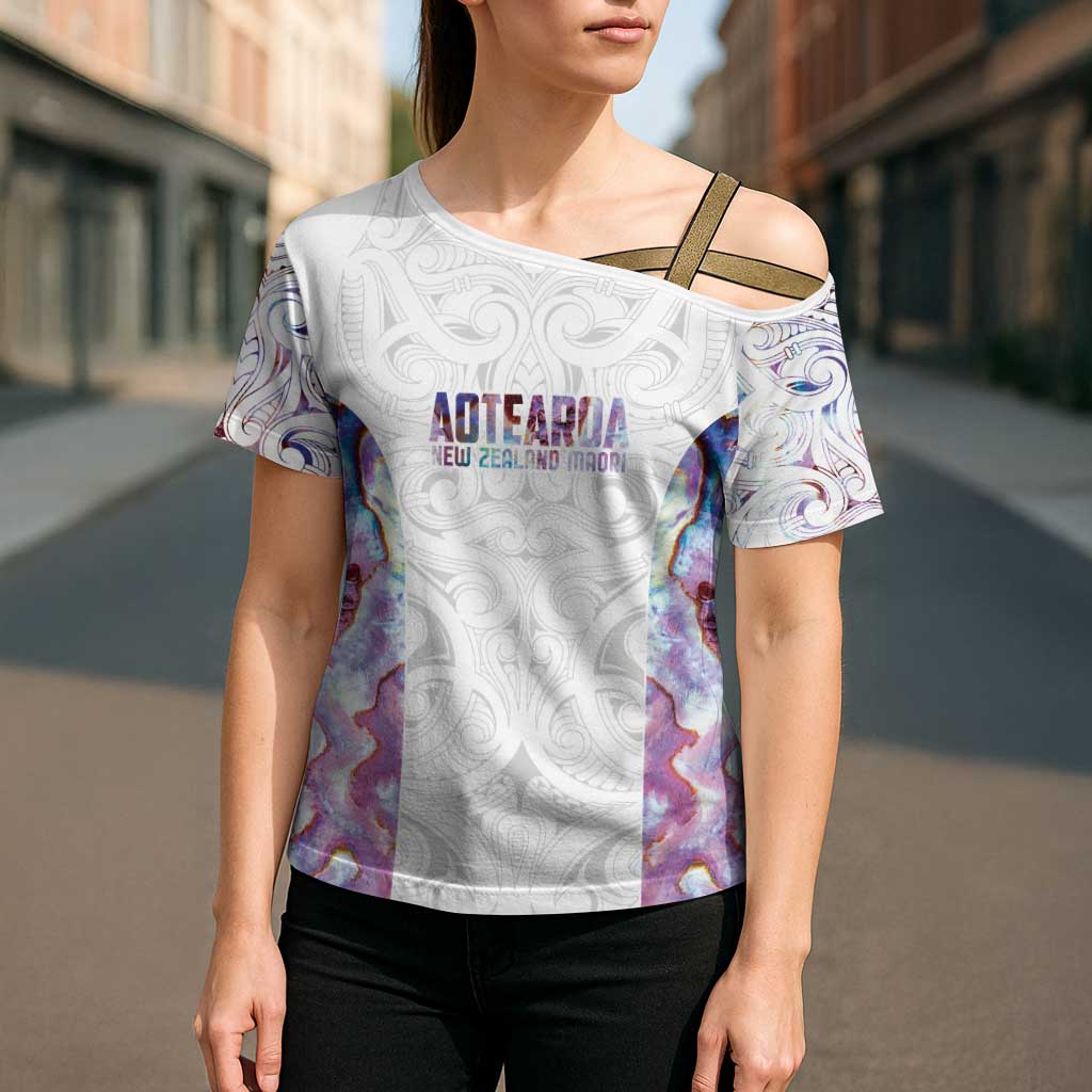 Custom New Zealand Aotearoa Cross Shoulder Shirt Pink Maori Paua Shell Indigenous - Aussie Hoodie
