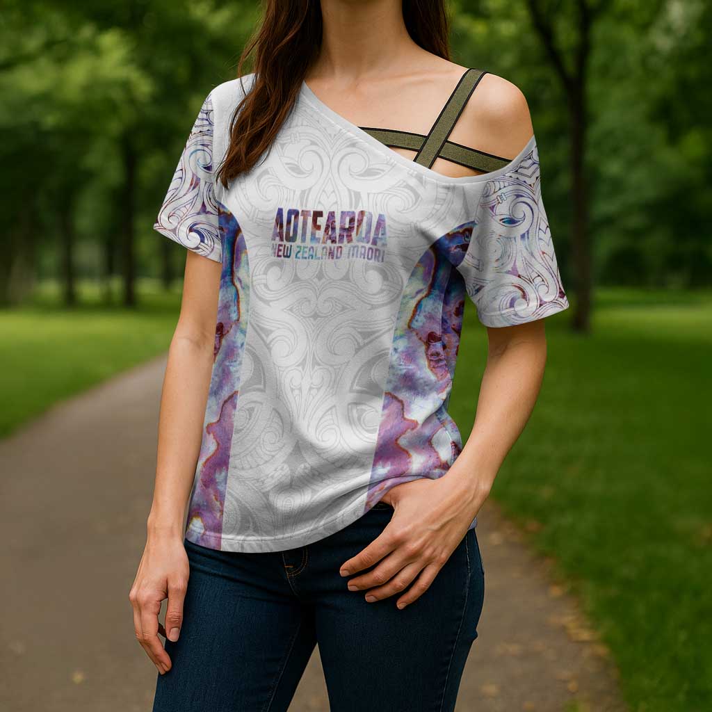 Custom New Zealand Aotearoa Cross Shoulder Shirt Pink Maori Paua Shell Indigenous - Aussie Hoodie