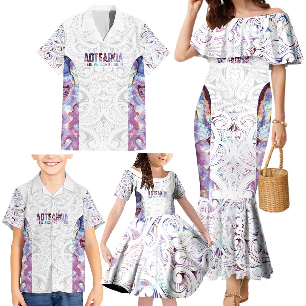 Custom New Zealand Aotearoa Family Matching Mermaid Dress and Hawaiian Shirt Pink Maori Paua Shell Indigenous - Aussie Hoodie