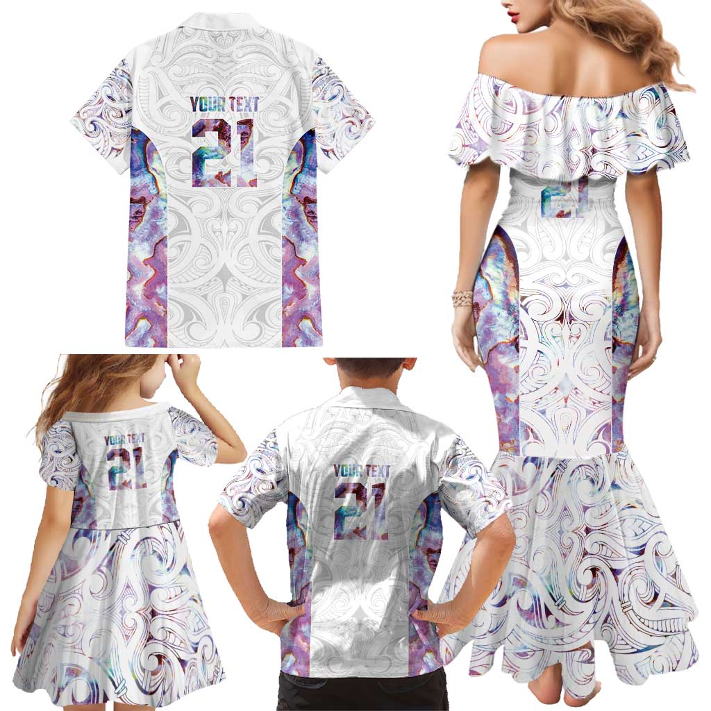 Custom New Zealand Aotearoa Family Matching Mermaid Dress and Hawaiian Shirt Pink Maori Paua Shell Indigenous - Aussie Hoodie