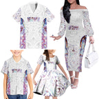 Custom New Zealand Aotearoa Family Matching Off The Shoulder Long Sleeve Dress and Hawaiian Shirt Pink Maori Paua Shell Indigenous - Aussie Hoodie
