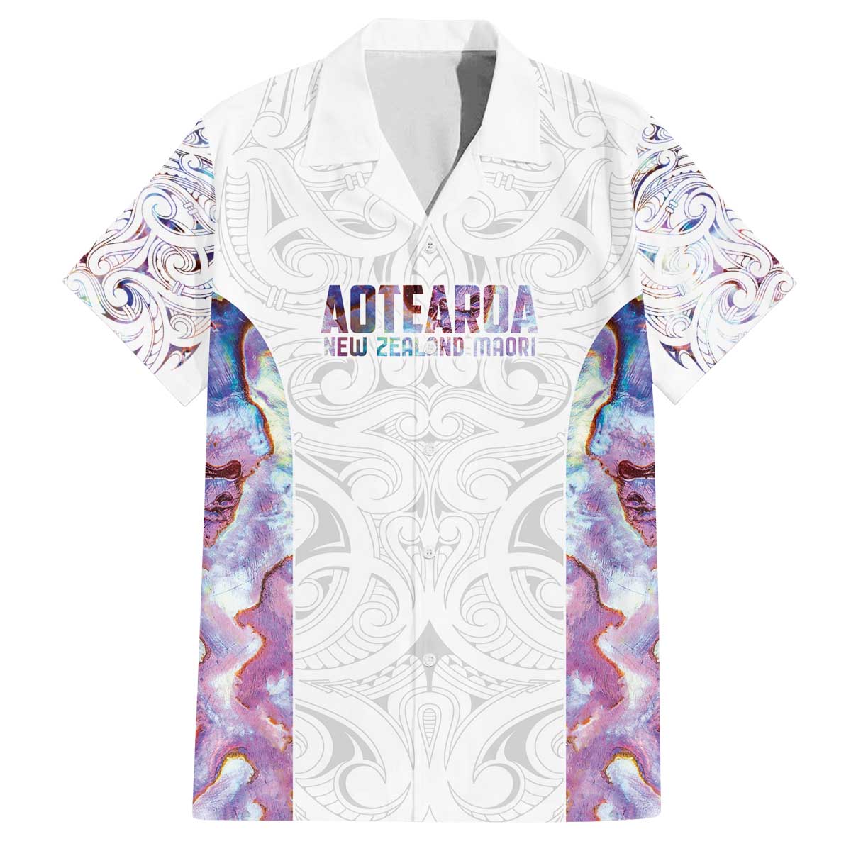 Custom New Zealand Aotearoa Family Matching Off The Shoulder Long Sleeve Dress and Hawaiian Shirt Pink Maori Paua Shell Indigenous - Aussie Hoodie