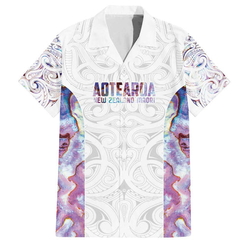 Custom New Zealand Aotearoa Family Matching Off The Shoulder Long Sleeve Dress and Hawaiian Shirt Pink Maori Paua Shell Indigenous - Aussie Hoodie