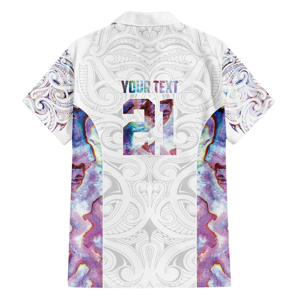 Custom New Zealand Aotearoa Family Matching Off The Shoulder Long Sleeve Dress and Hawaiian Shirt Pink Maori Paua Shell Indigenous - Aussie Hoodie