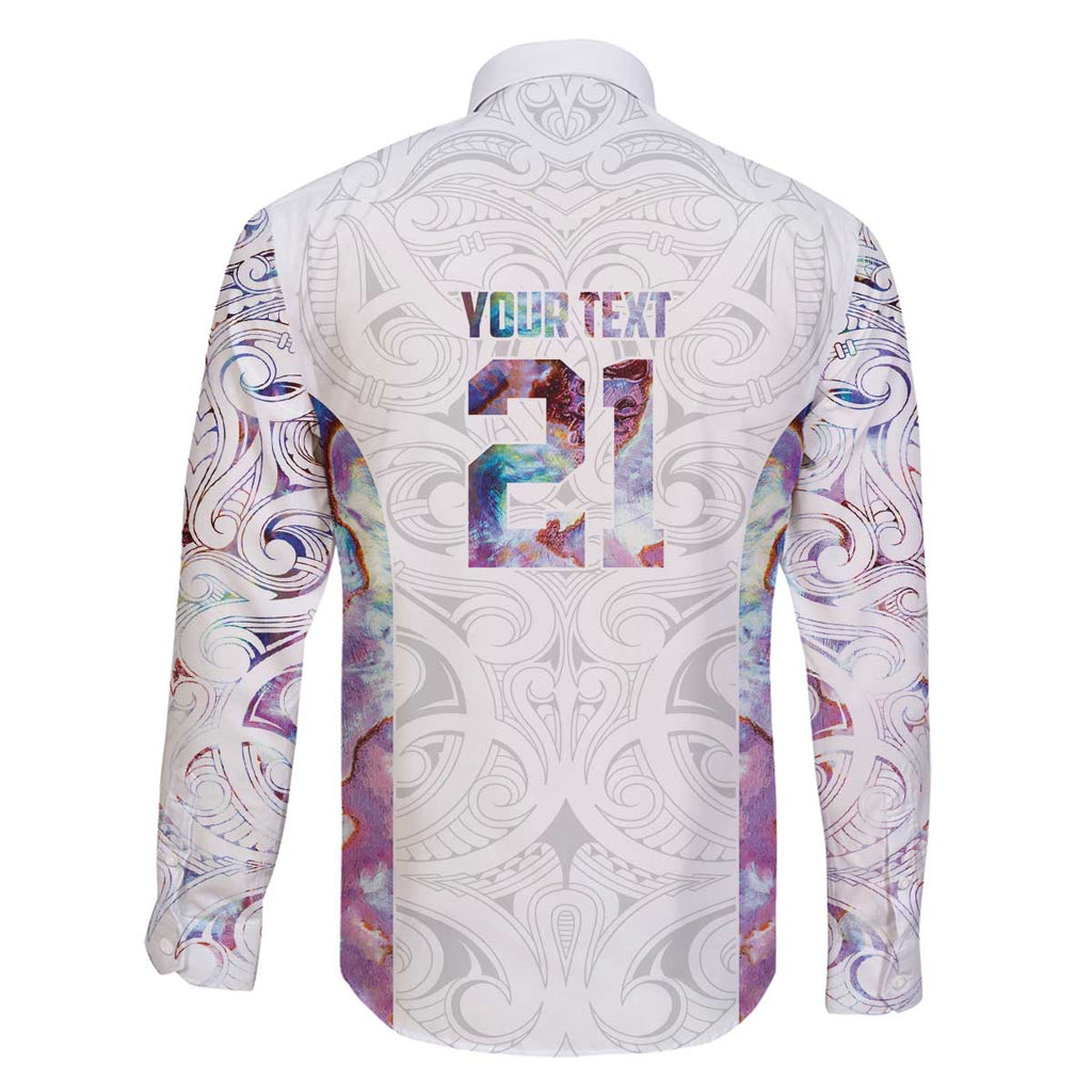 Custom New Zealand Aotearoa Family Matching Off The Shoulder Long Sleeve Dress and Hawaiian Shirt Pink Maori Paua Shell Indigenous - Aussie Hoodie