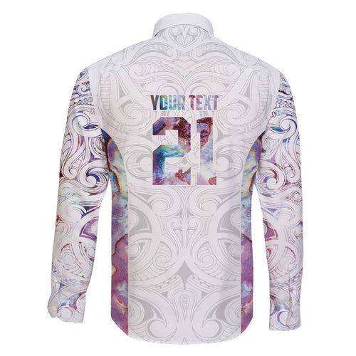 Custom New Zealand Aotearoa Family Matching Off The Shoulder Long Sleeve Dress and Hawaiian Shirt Pink Maori Paua Shell Indigenous - Aussie Hoodie