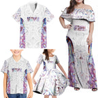 Custom New Zealand Aotearoa Family Matching Off Shoulder Maxi Dress and Hawaiian Shirt Pink Maori Paua Shell Indigenous - Aussie Hoodie