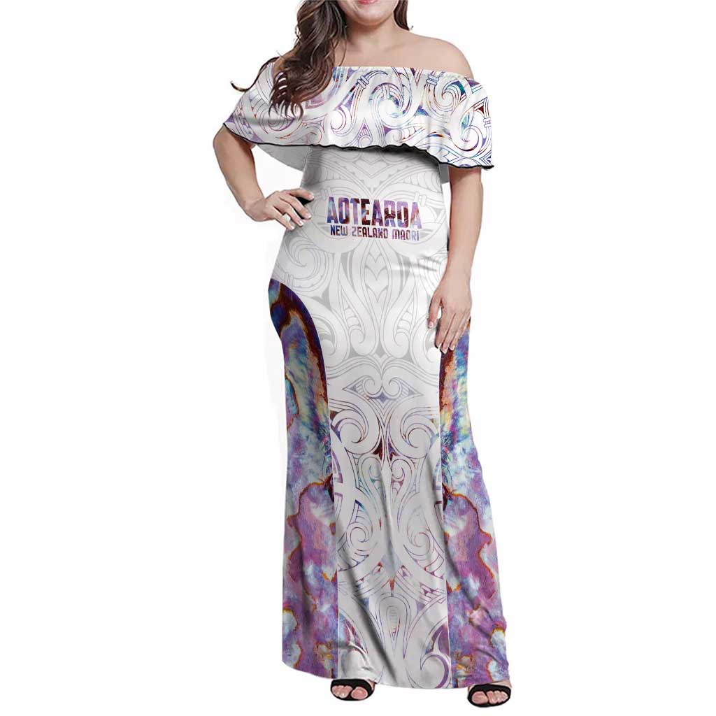 Custom New Zealand Aotearoa Family Matching Off Shoulder Maxi Dress and Hawaiian Shirt Pink Maori Paua Shell Indigenous - Aussie Hoodie