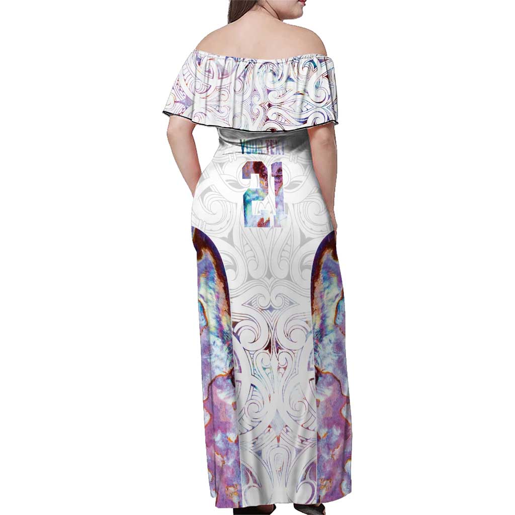 Custom New Zealand Aotearoa Family Matching Off Shoulder Maxi Dress and Hawaiian Shirt Pink Maori Paua Shell Indigenous - Aussie Hoodie