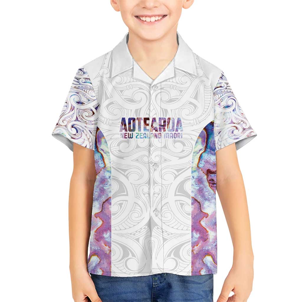 Custom New Zealand Aotearoa Family Matching Off Shoulder Maxi Dress and Hawaiian Shirt Pink Maori Paua Shell Indigenous - Aussie Hoodie
