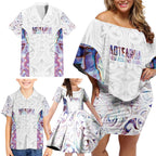 Custom New Zealand Aotearoa Family Matching Off Shoulder Short Dress and Hawaiian Shirt Pink Maori Paua Shell Indigenous - Aussie Hoodie