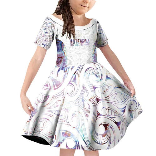 Custom New Zealand Aotearoa Family Matching Off Shoulder Short Dress and Hawaiian Shirt Pink Maori Paua Shell Indigenous - Aussie Hoodie