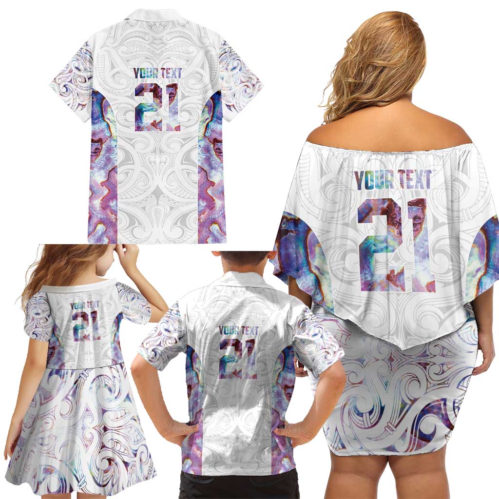 Custom New Zealand Aotearoa Family Matching Off Shoulder Short Dress and Hawaiian Shirt Pink Maori Paua Shell Indigenous - Aussie Hoodie