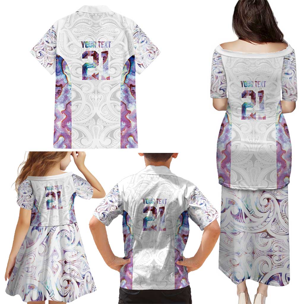 Custom New Zealand Aotearoa Family Matching Puletasi and Hawaiian Shirt Pink Maori Paua Shell Indigenous - Aussie Hoodie