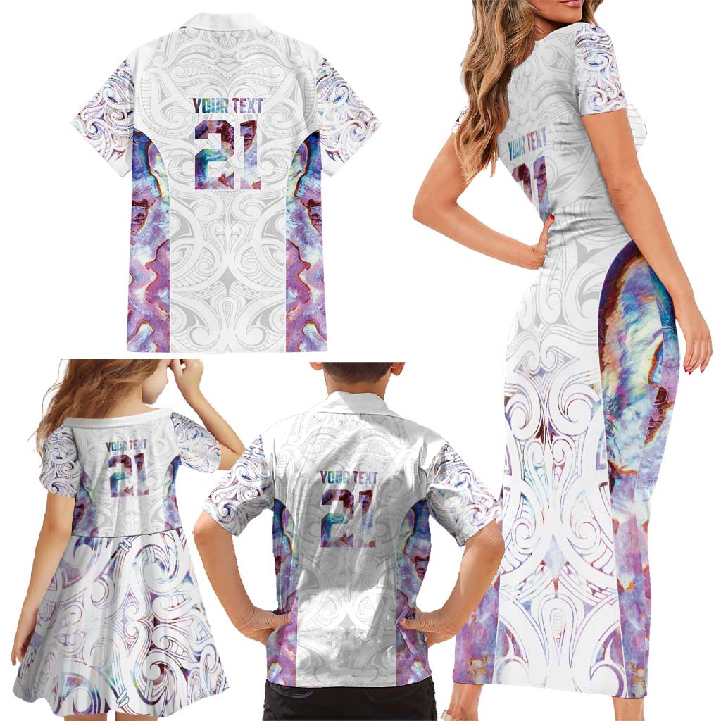 Custom New Zealand Aotearoa Family Matching Short Sleeve Bodycon Dress and Hawaiian Shirt Pink Maori Paua Shell Indigenous - Aussie Hoodie