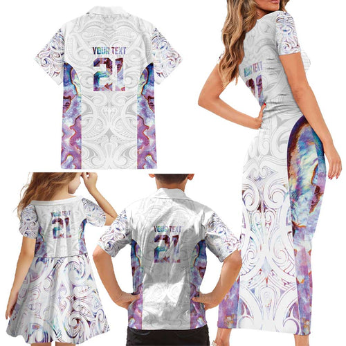 Custom New Zealand Aotearoa Family Matching Short Sleeve Bodycon Dress and Hawaiian Shirt Pink Maori Paua Shell Indigenous - Aussie Hoodie