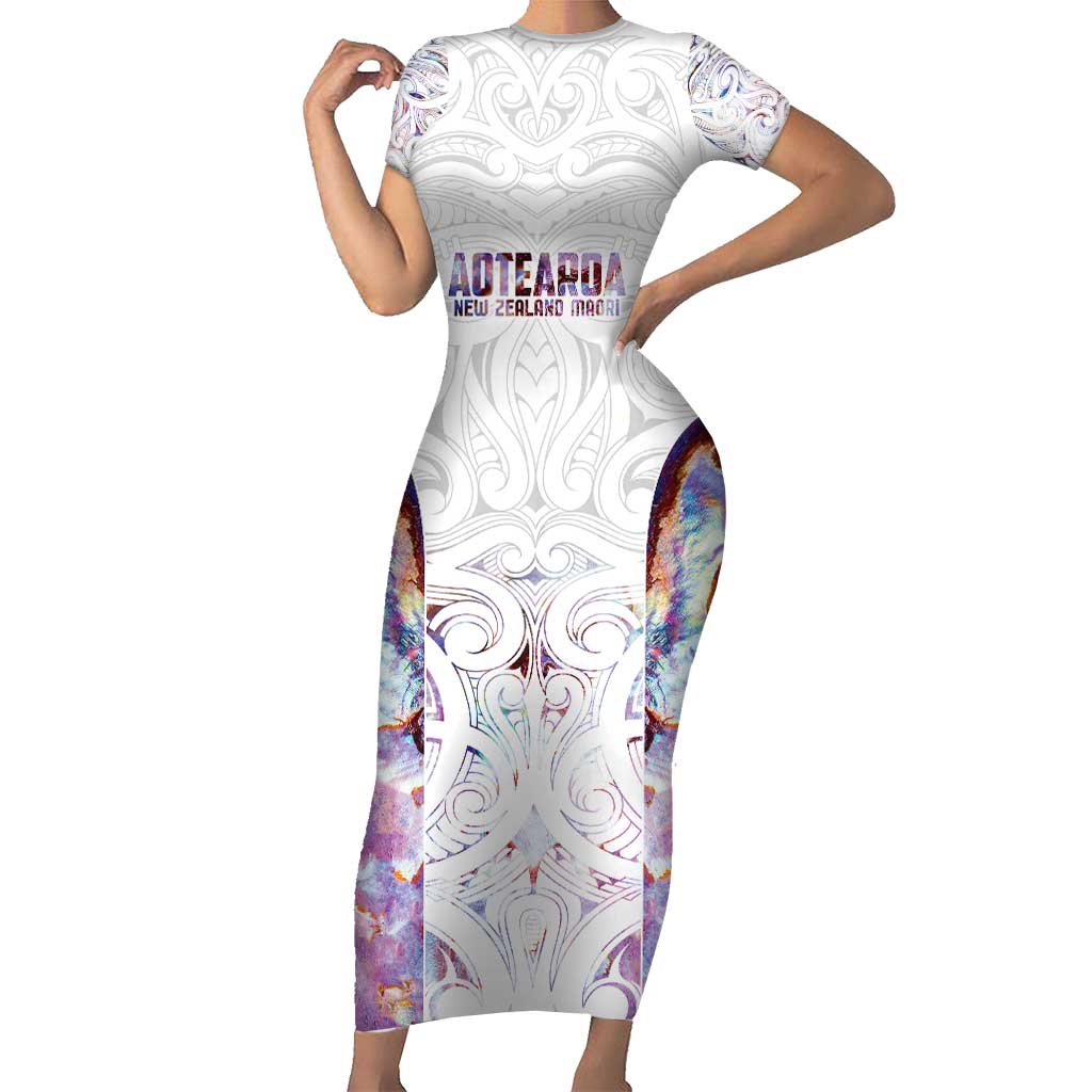 Custom New Zealand Aotearoa Family Matching Short Sleeve Bodycon Dress and Hawaiian Shirt Pink Maori Paua Shell Indigenous - Aussie Hoodie