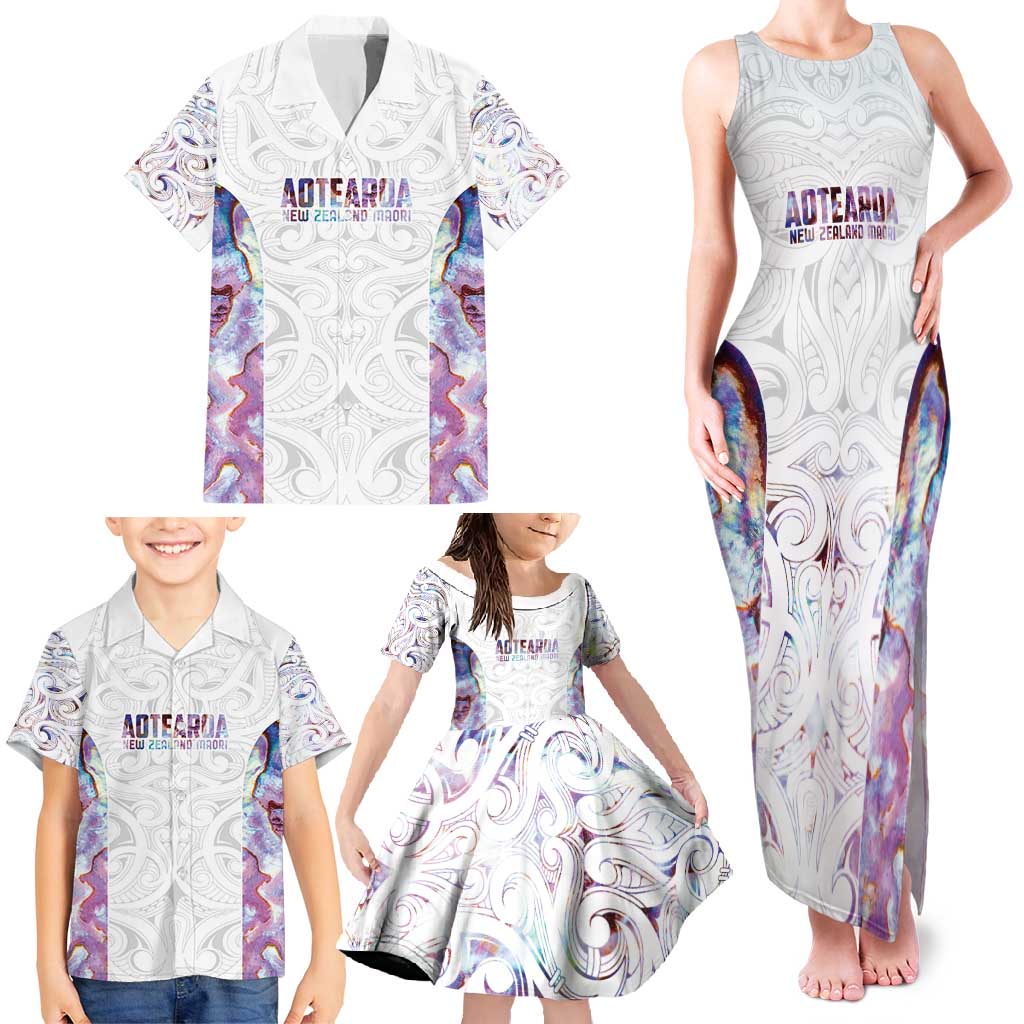 Custom New Zealand Aotearoa Family Matching Tank Maxi Dress and Hawaiian Shirt Pink Maori Paua Shell Indigenous - Aussie Hoodie